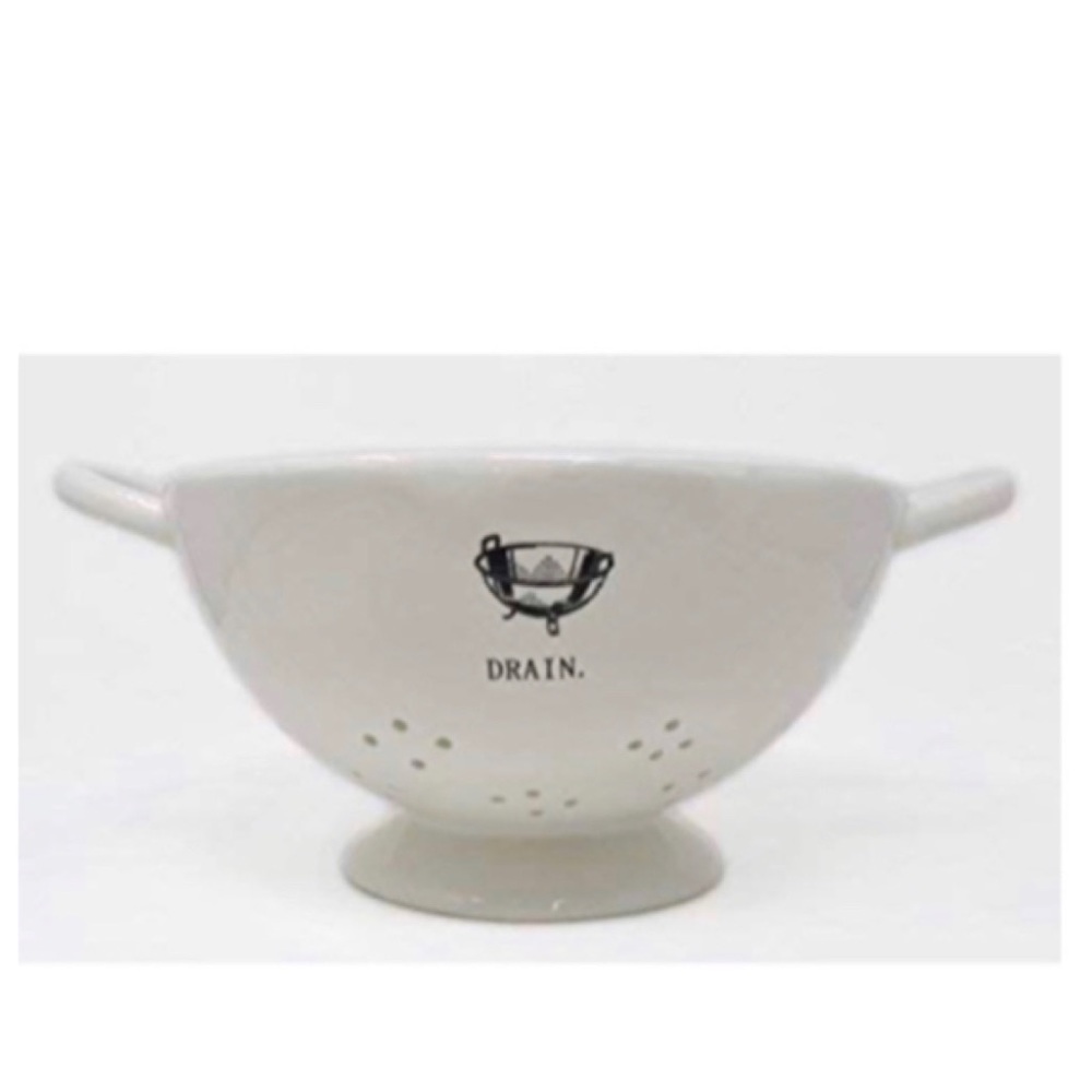 Rae Dunn DRAIN Colander Icon Strainer/Fruit Bowl EEUC